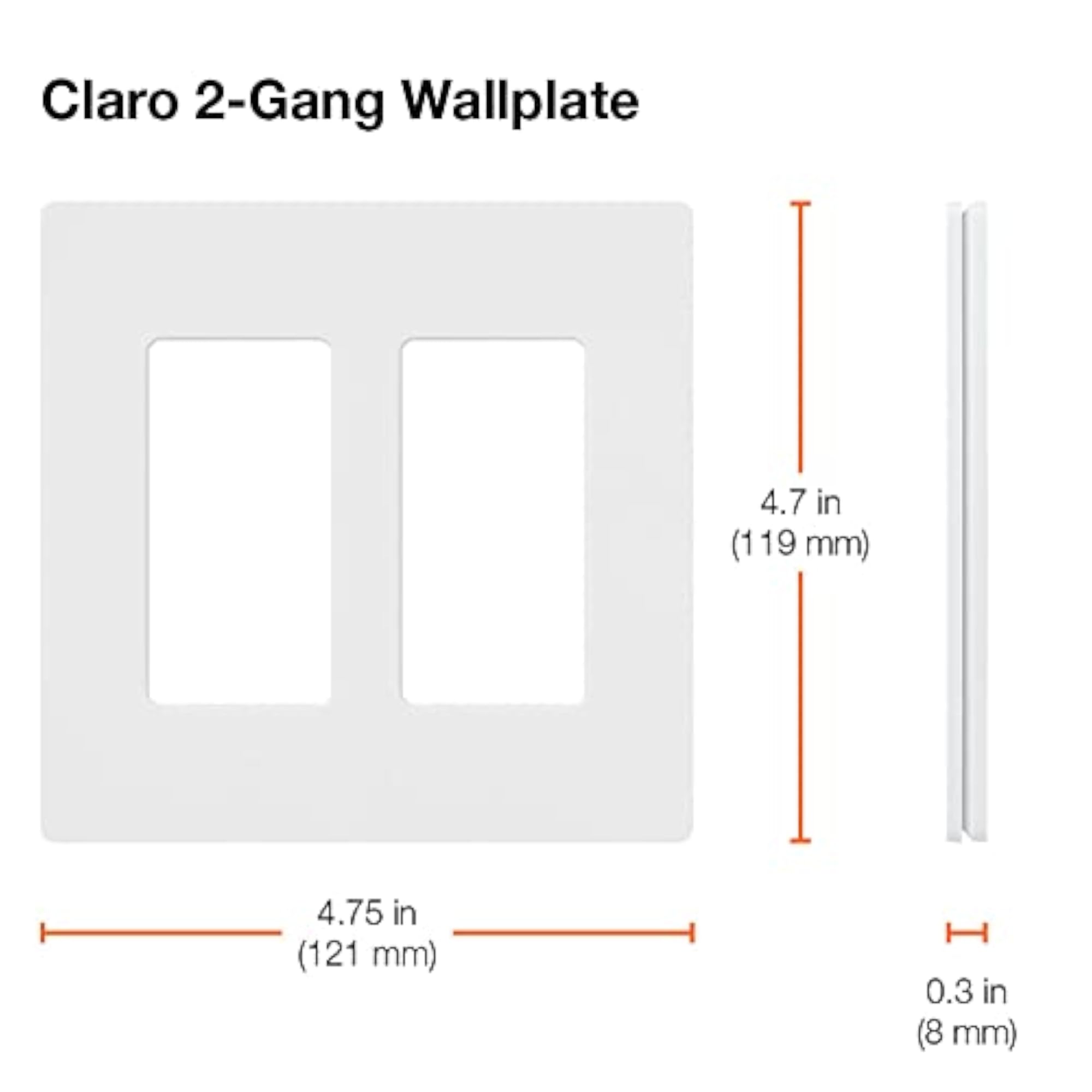 2-Gang White Wall Plate, Pack of 6